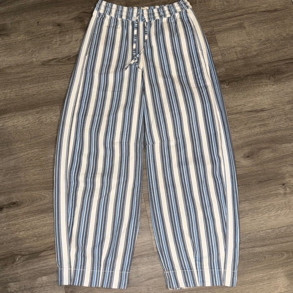 Damson Madder Women's Blue Felix Stripe Organic Cotton Drawstring Jeans - Picture 7 of 11